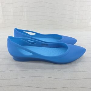Crocs Womens Rio Blue Pointed Toe Ballet Flats Casual Shoes 16265 Size 8